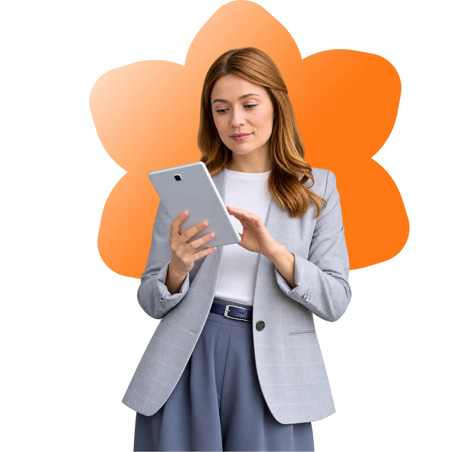SummitAI team member using a tablet